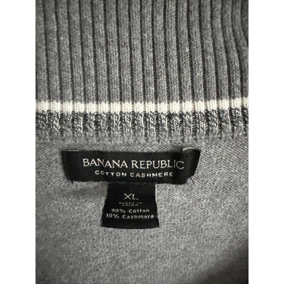 Banana Republic Men’s Cashmere 1/4 Zip Sweater Gray Mock Neck XL - Picture 7 of 7